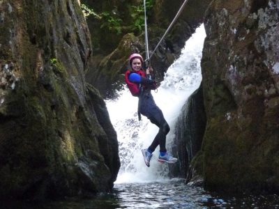 canyoning zip-line activity in Gwynedd uk