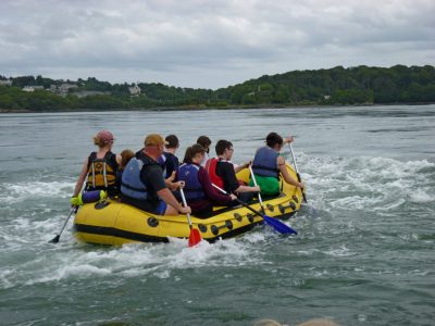 Rafting and canoeing in menai straits on residential trip