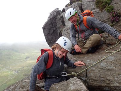 mountain scrambling in wales snowdonia for outdoor learning