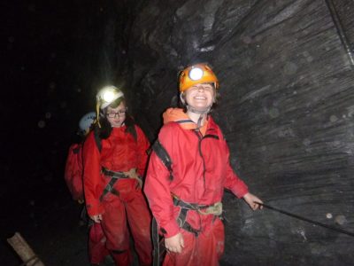 School trip underground in a slate mine