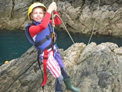 Zip Line while Coasteering in Wales